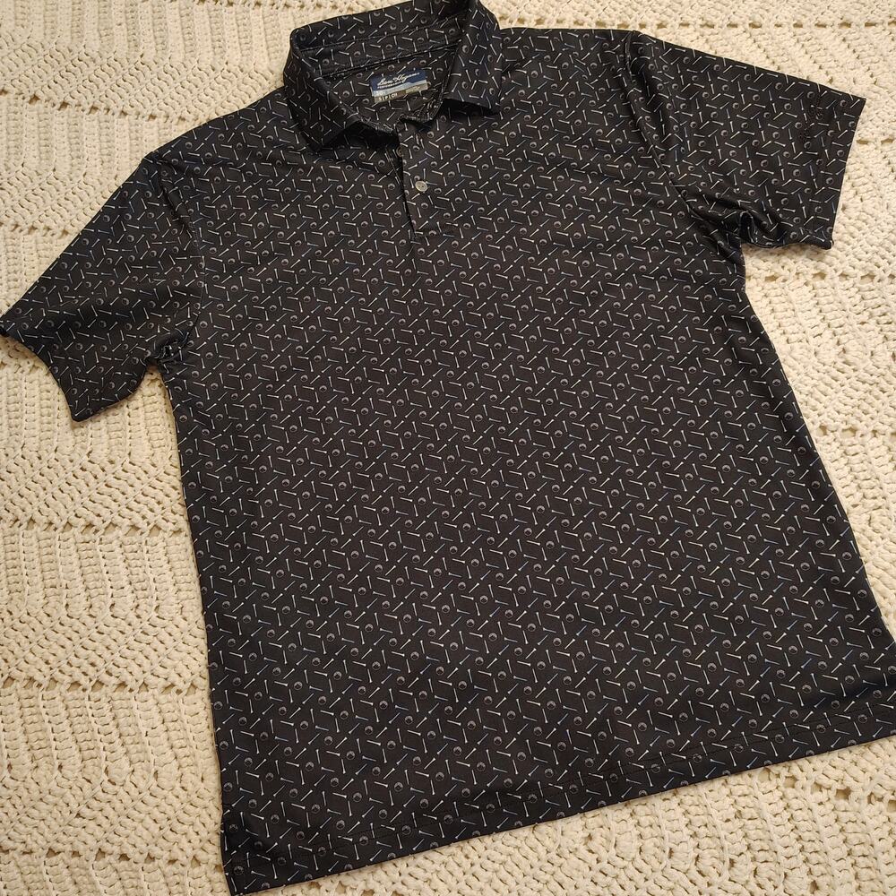 Ben Hogan Performance Golf Polo Navy Blue Golf Tee Print Athletic Shirt Men’s Sm